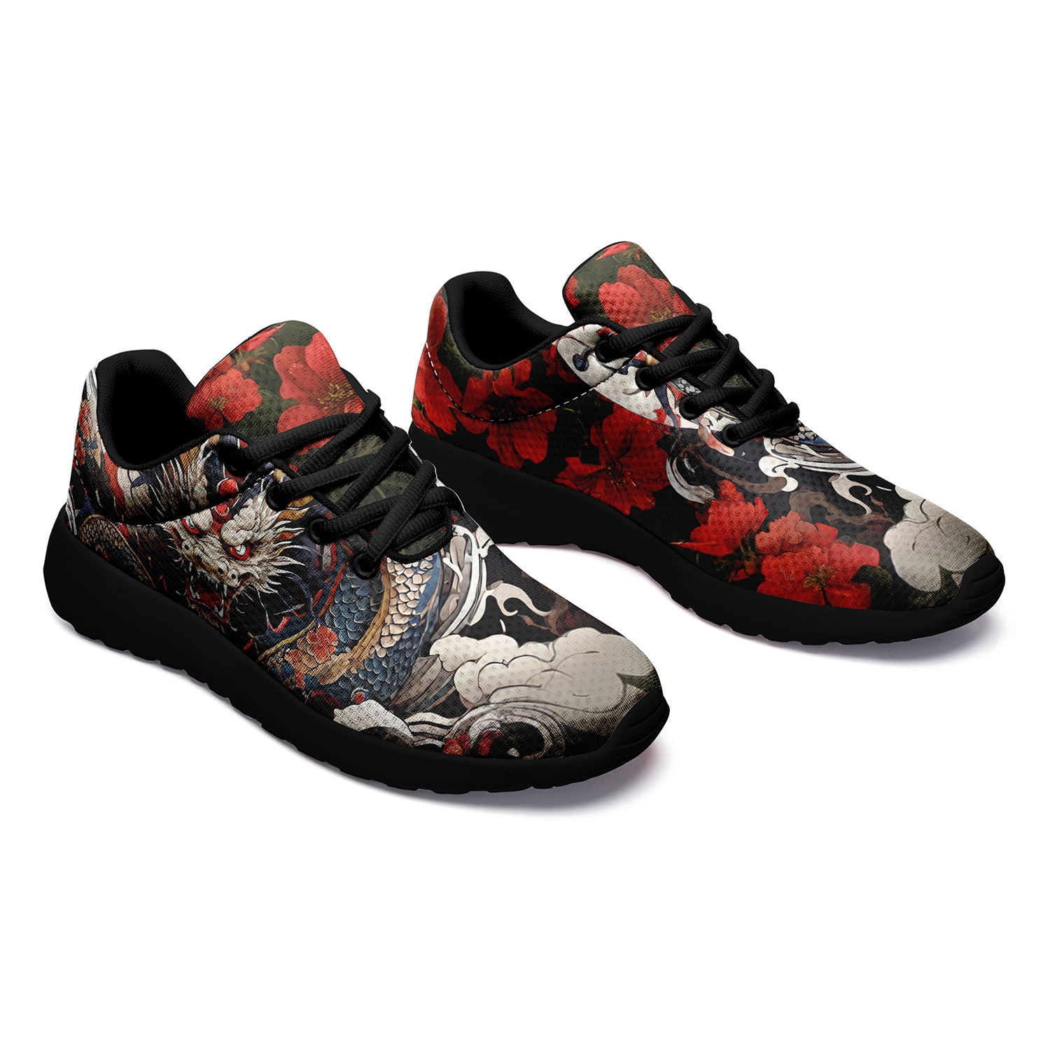 柔性定制打印个性化设计全印中国风红色彩龙元素运动鞋黑底067-24023139_3