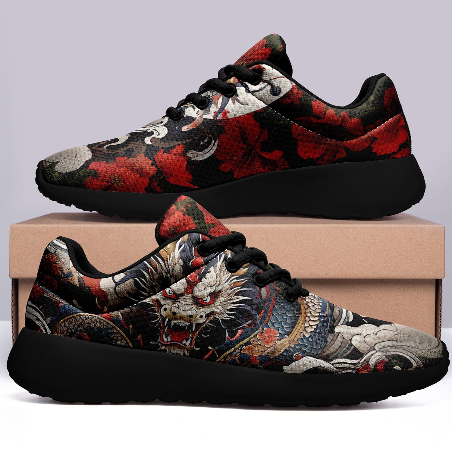 柔性定制打印个性化设计全印中国风红色彩龙元素运动鞋黑底067-24023139_6
