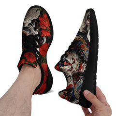 柔性定制打印个性化设计全印中国风红色彩龙元素运动鞋黑底067-24023139_9