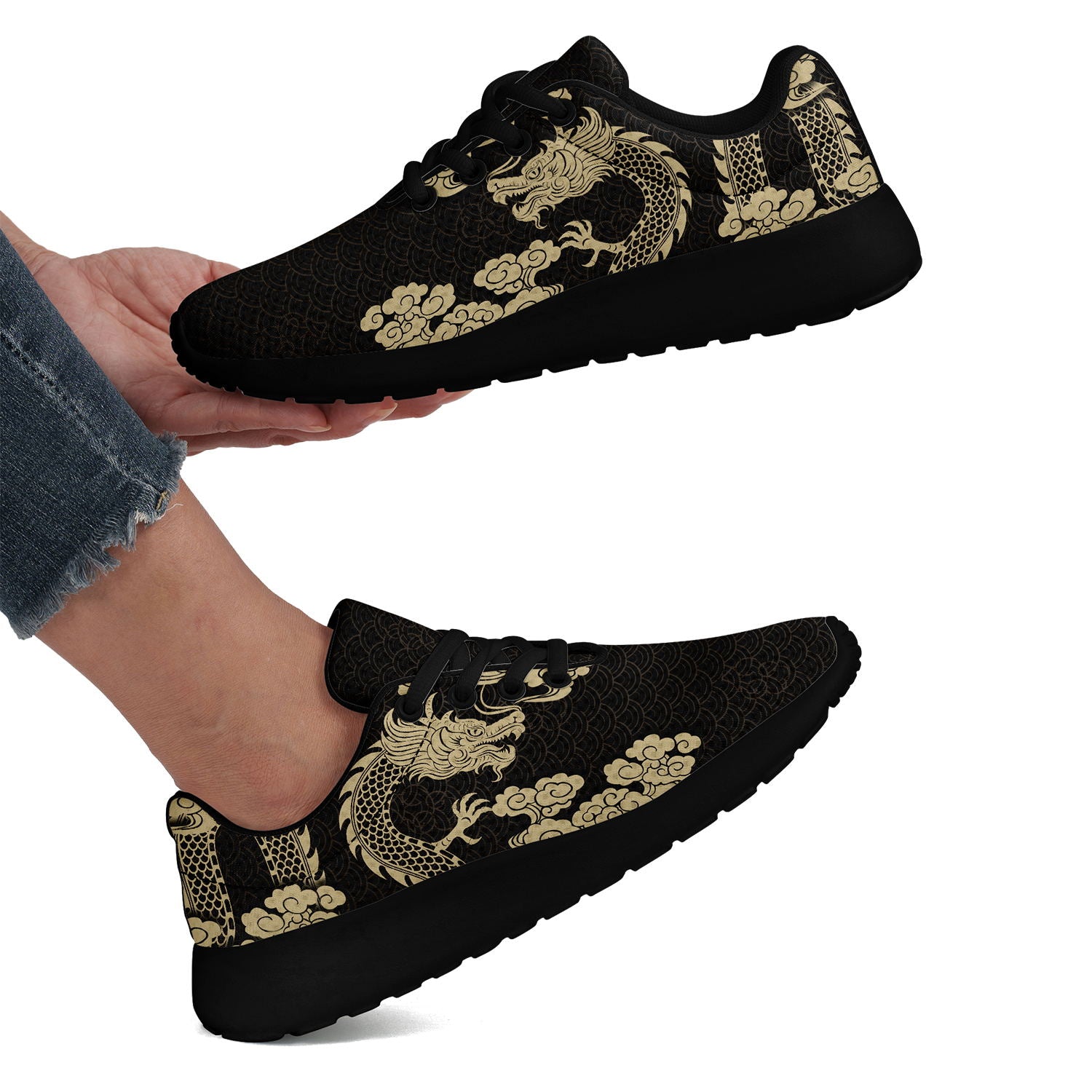 个性化定制打印中国龙文化运动鞋金色黑底067-24025006_7