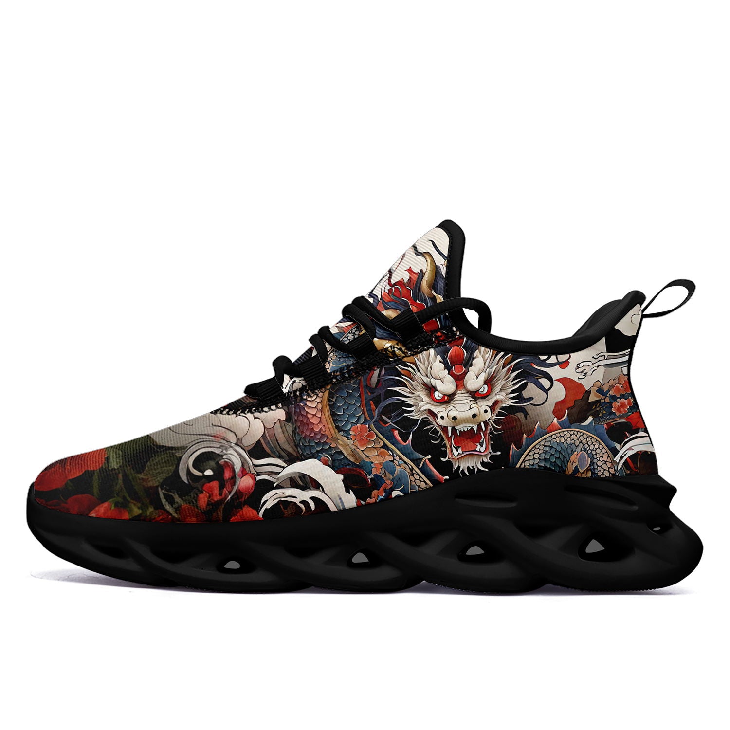 柔性定制打印个性化设计全印中国风龙图案运动鞋彩色黑底2016-24023023_1