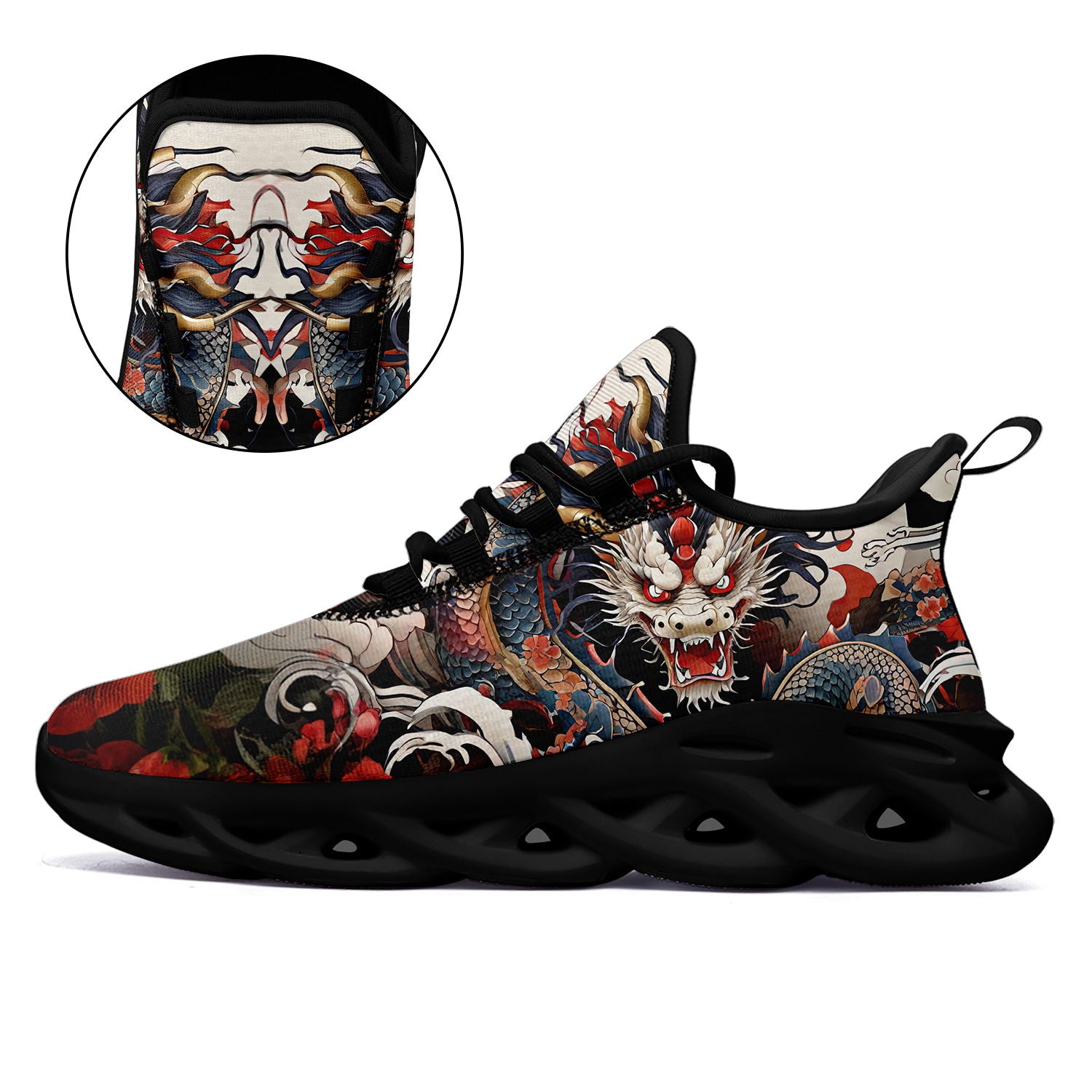 柔性定制打印个性化设计全印中国风龙图案运动鞋彩色黑底2016-24023023_6