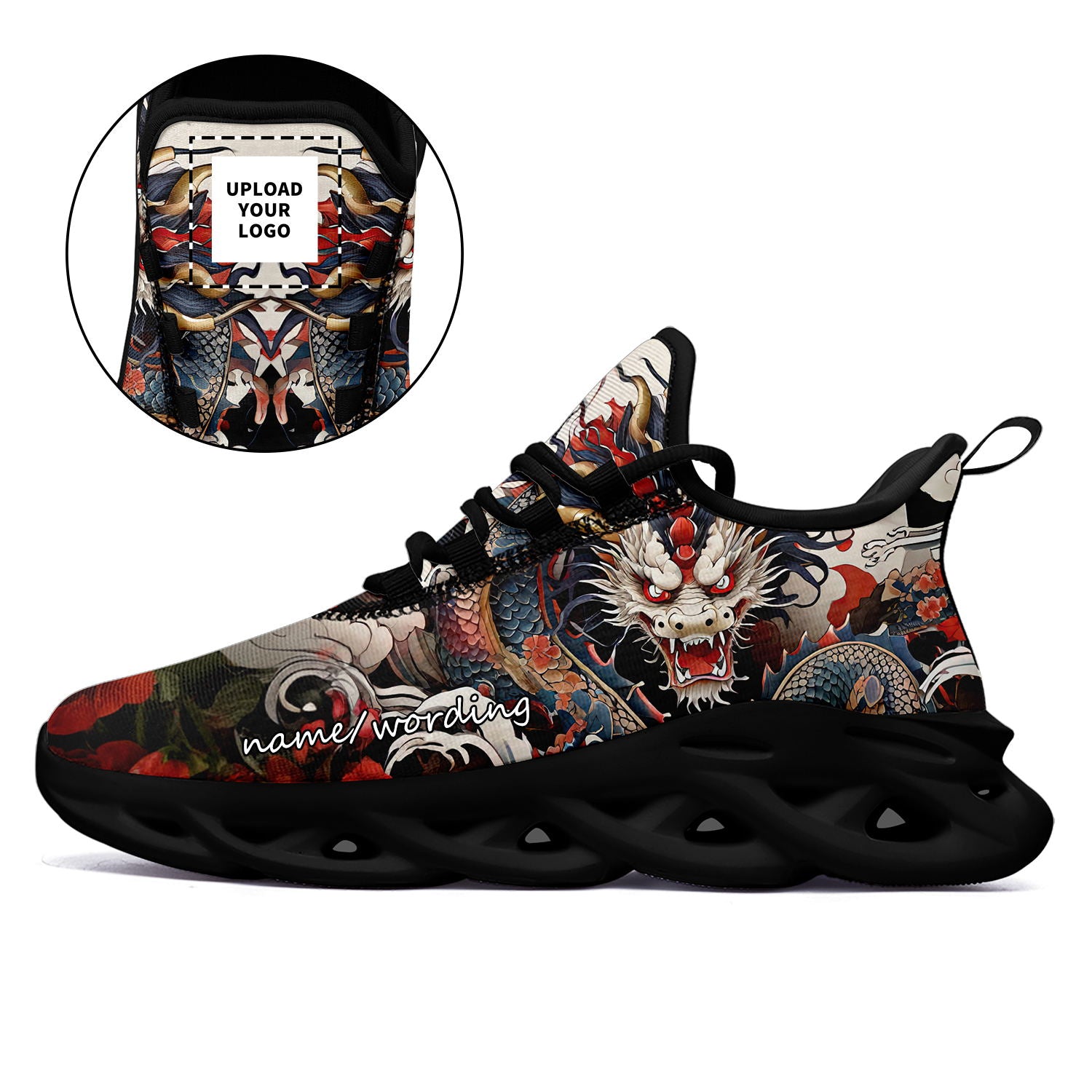 柔性定制打印个性化设计全印中国风龙图案运动鞋彩色黑底2016-24023023_7