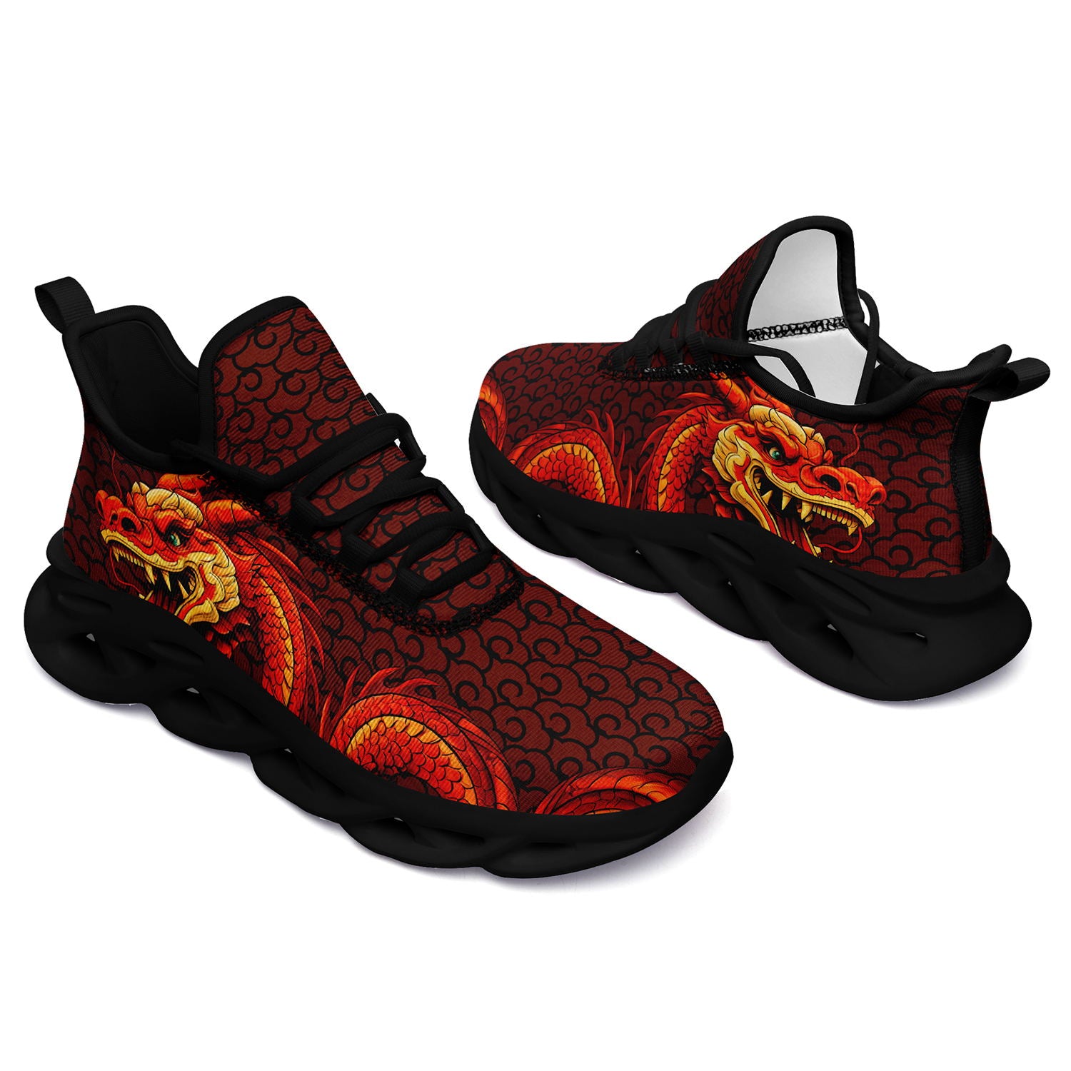 柔性定制打印个性化设计中国龙图腾运动鞋红色黑底2016-24023025_3