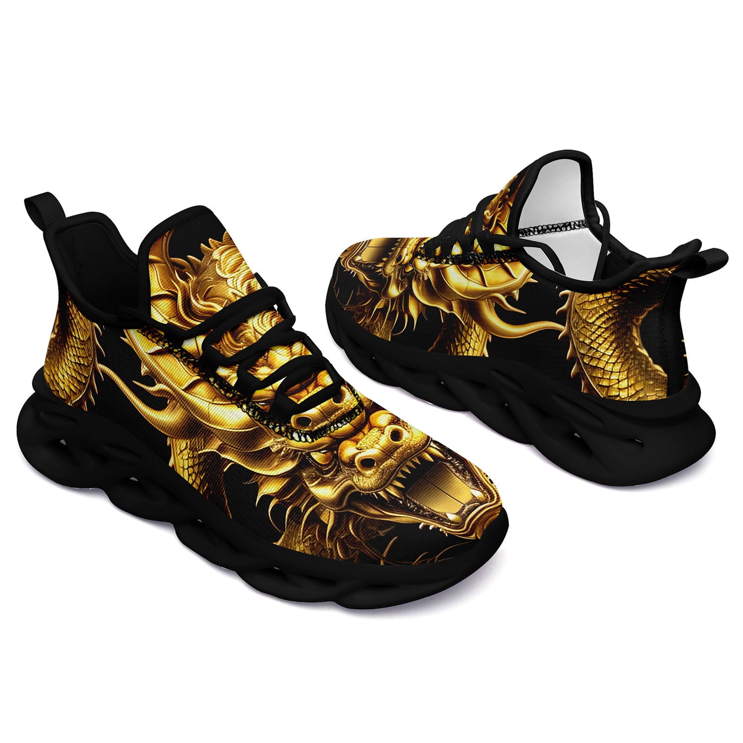 柔性定制打印个性化设计中国风龙运动鞋金色黑底2016-24023026_3