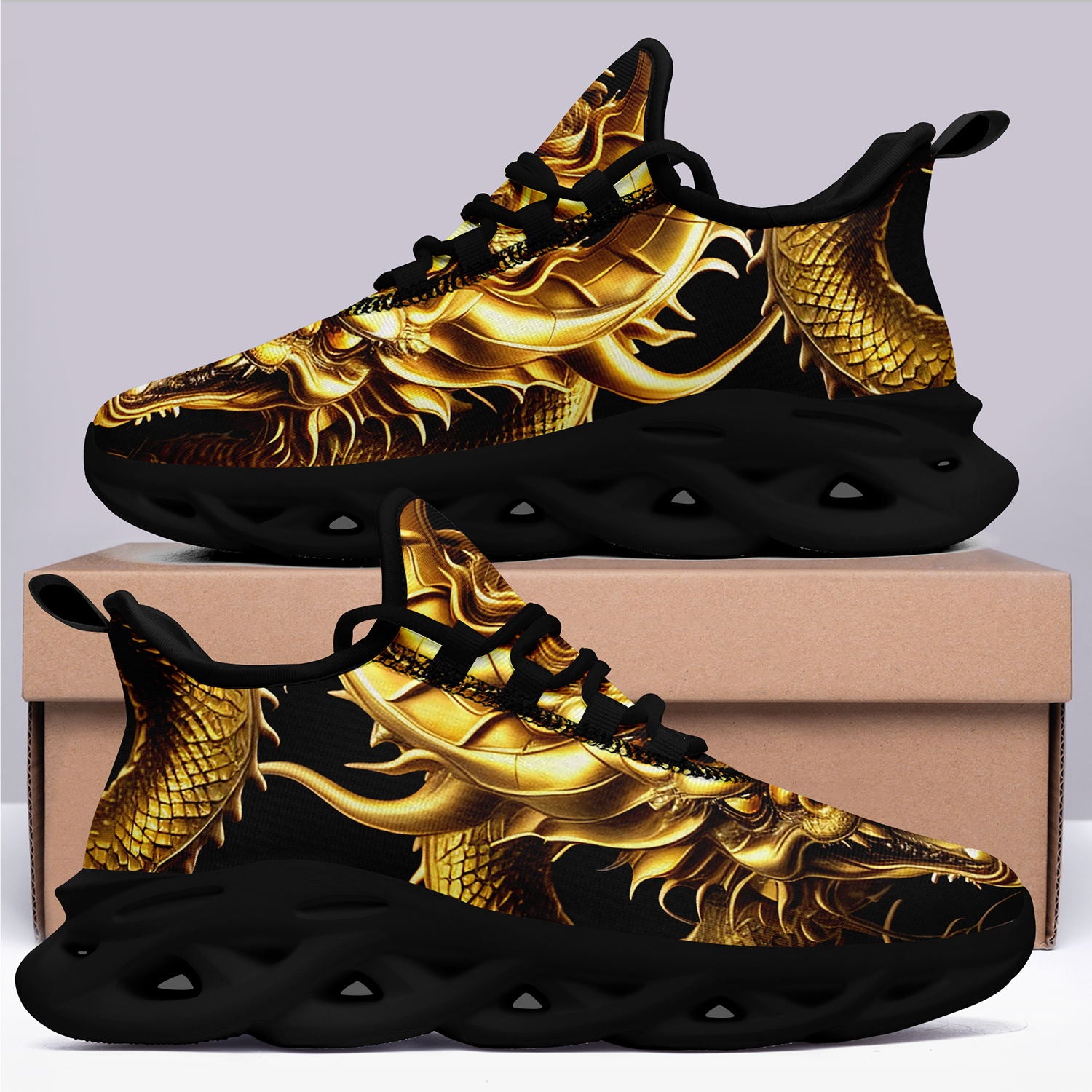 柔性定制打印个性化设计中国风龙运动鞋金色黑底2016-24023026_5