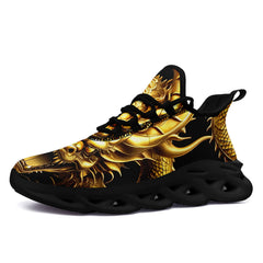 柔性定制打印个性化设计中国风龙运动鞋金色黑底2016-24023026