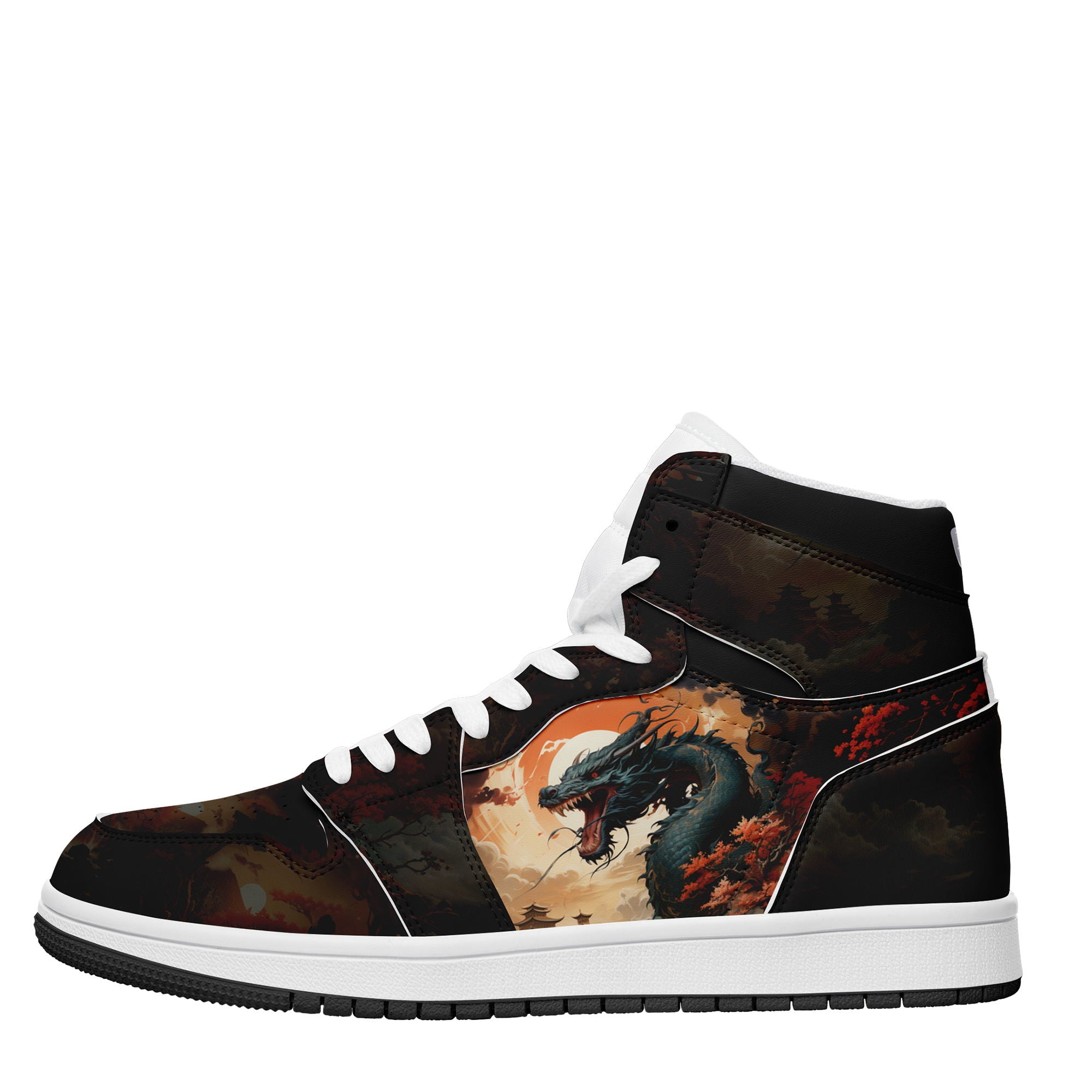 个性定制打印中国龙图案高帮运动鞋黑色白鞋带AJ1H-24025001_1