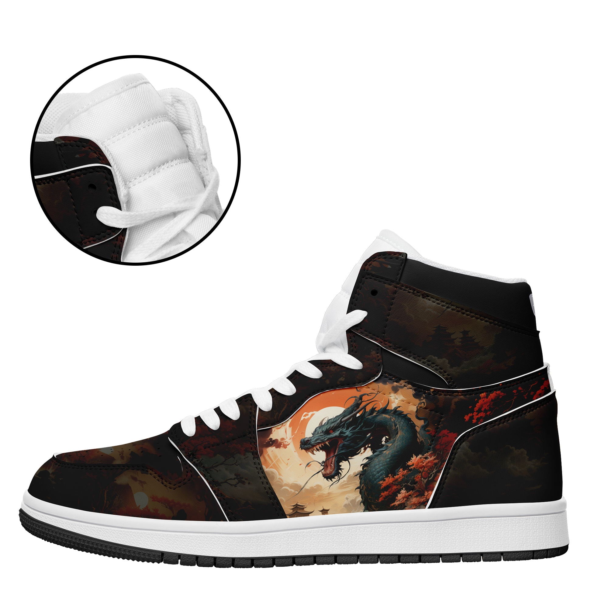 个性定制打印中国龙图案高帮运动鞋黑色白鞋带AJ1H-24025001_7
