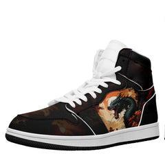 个性定制打印中国龙图案高帮运动鞋黑色白鞋带AJ1H-24025001