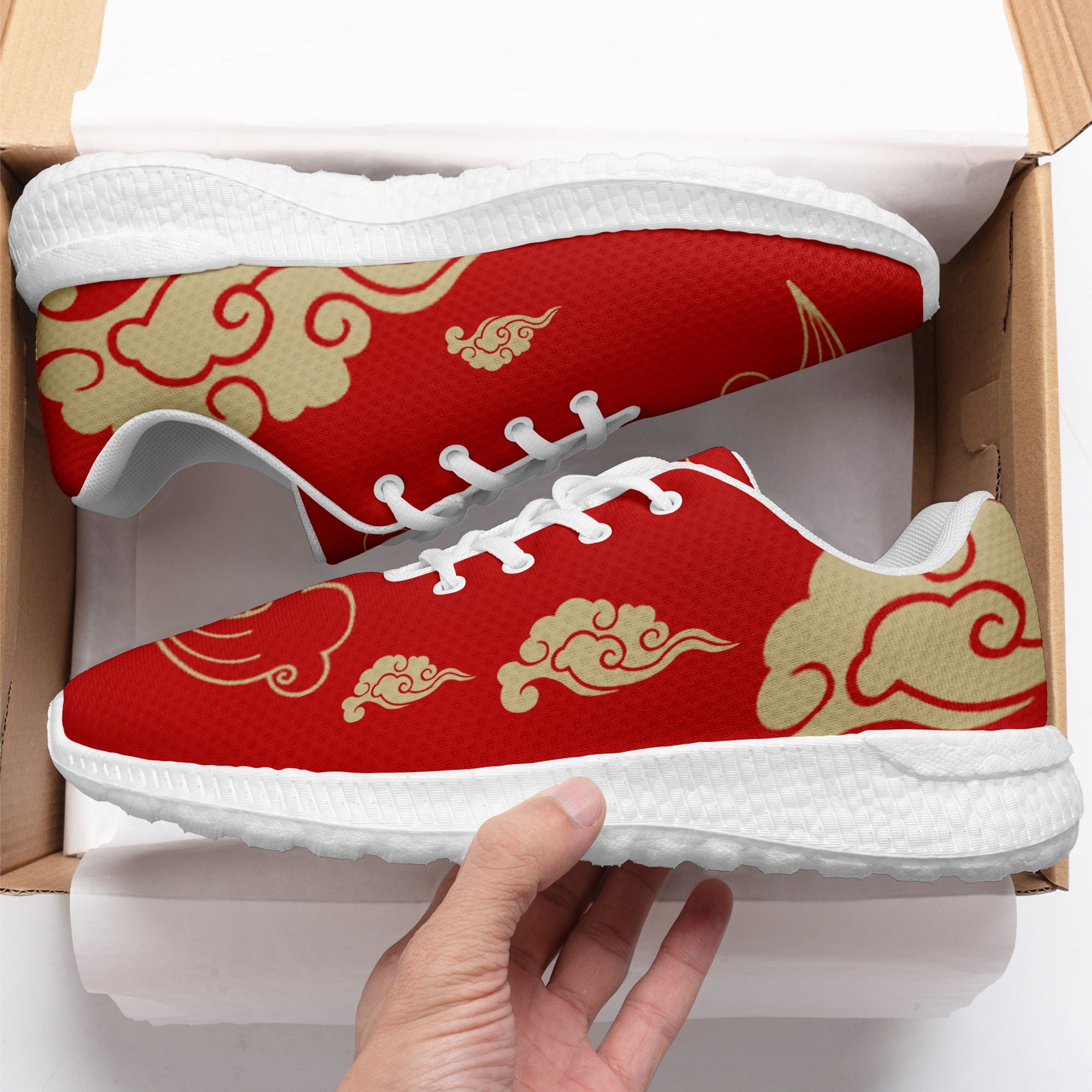 柔性定制个性化打印设计跑鞋时尚中国莆田妈祖特色主题运动鞋金红色BLD2-6