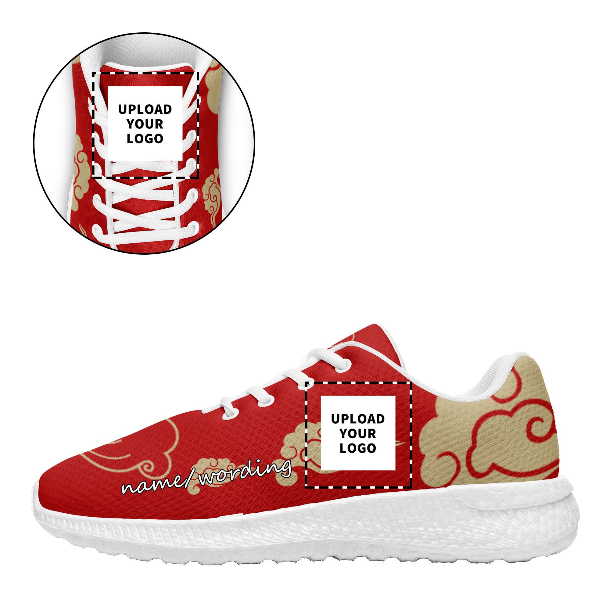 柔性定制个性化打印设计跑鞋时尚中国莆田妈祖特色主题运动鞋金红色BLD2 定制logo品牌名