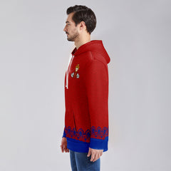 个性定制打印Logo中国莆田特色妈祖文化主题男女同款连帽衫外套红蓝色YW045-2306021-5