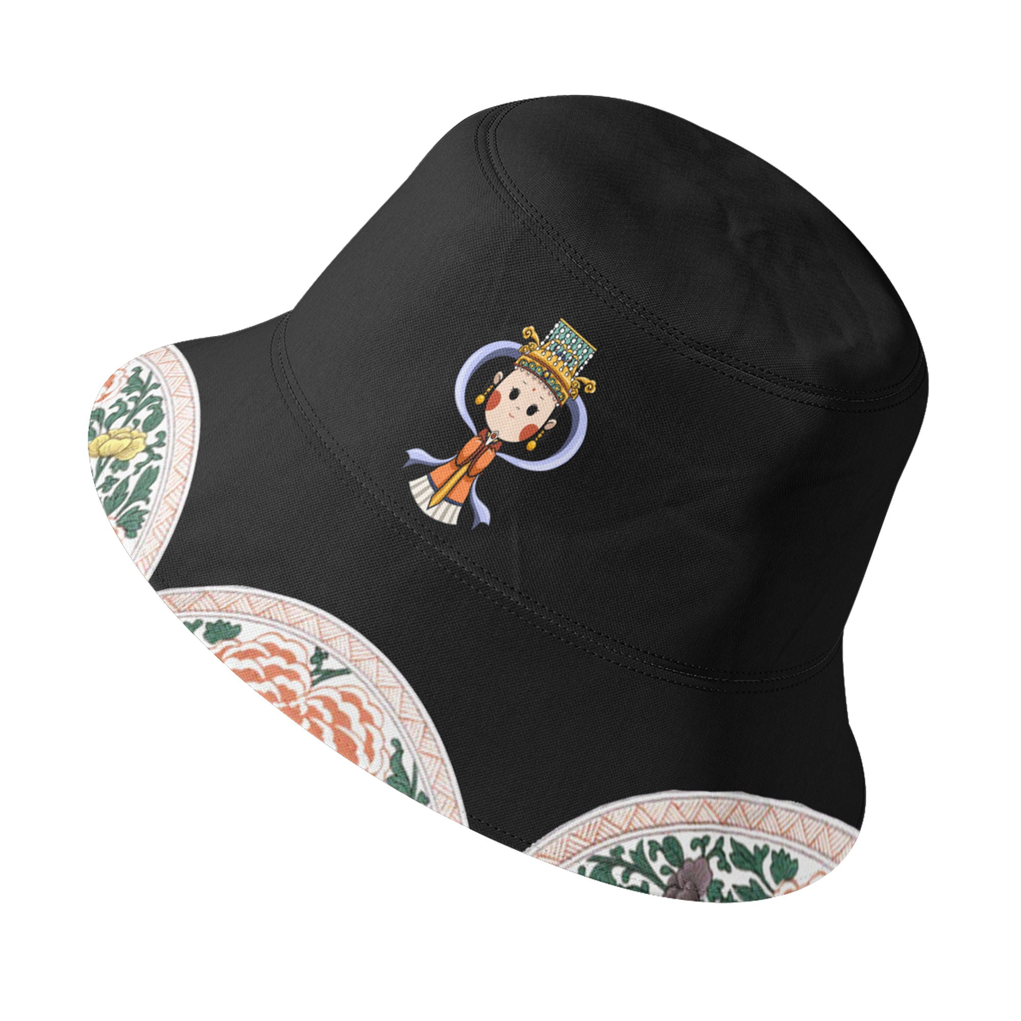 定制打印Logo品牌名时尚设计中国莆田特色妈祖文化主题户外渔夫帽黑色PR058-23025007-1