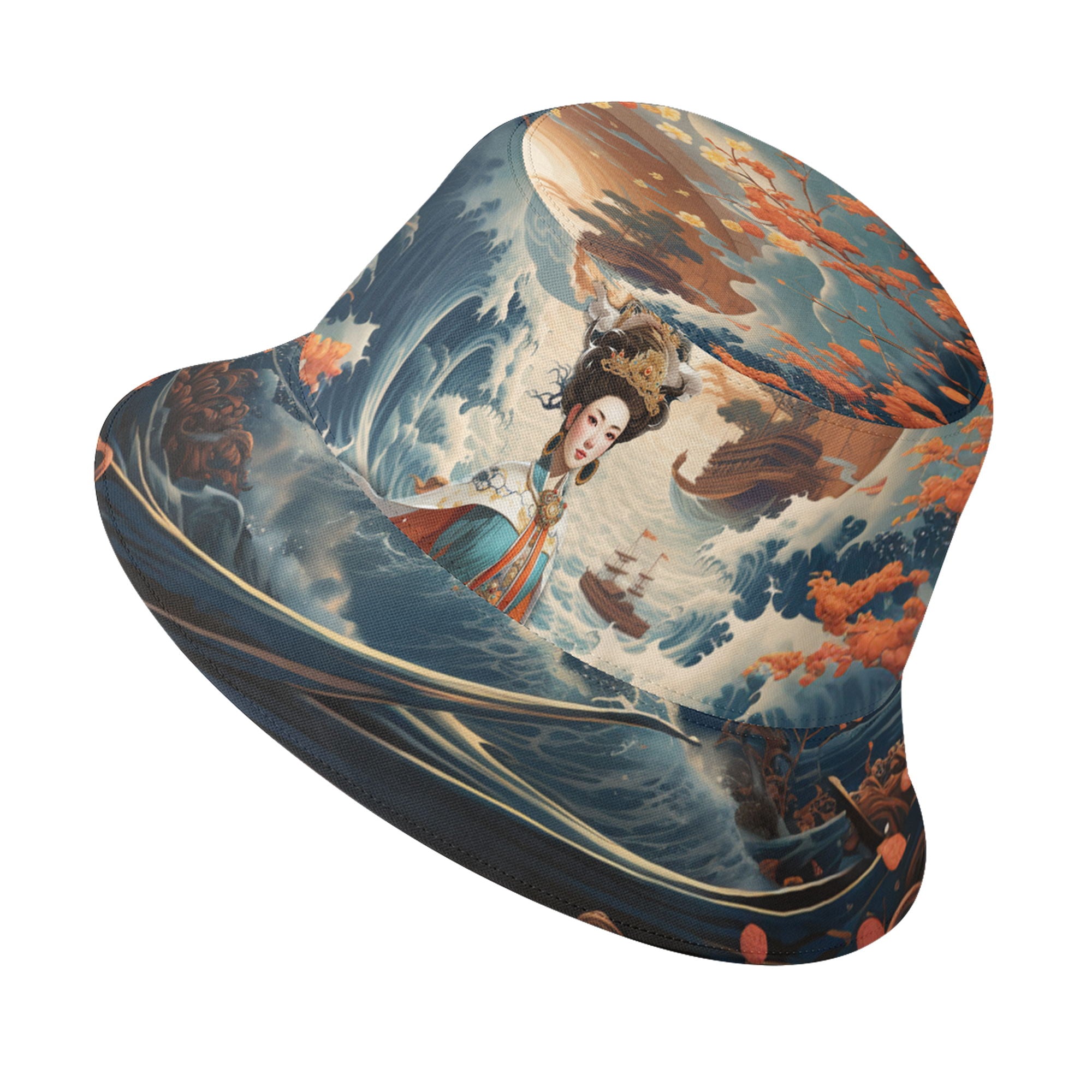 定制打印Logo个性化设计中国莆田特色妈祖主题文化户外渔夫帽蓝色PR058-23025003-1