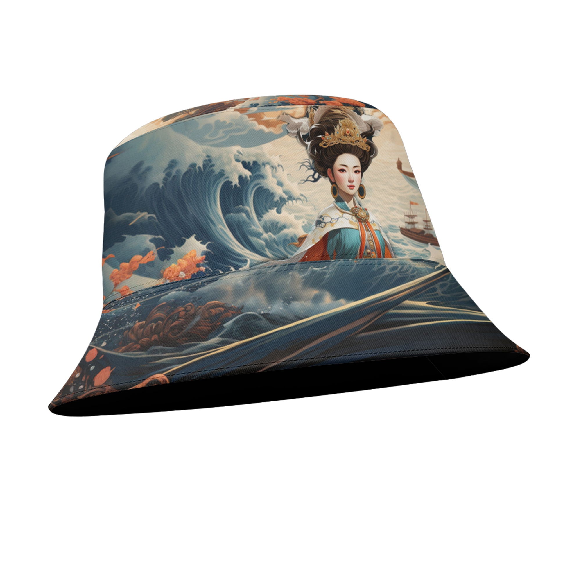 定制打印Logo个性化设计中国莆田特色妈祖主题文化户外渔夫帽蓝色PR058-23025003-3