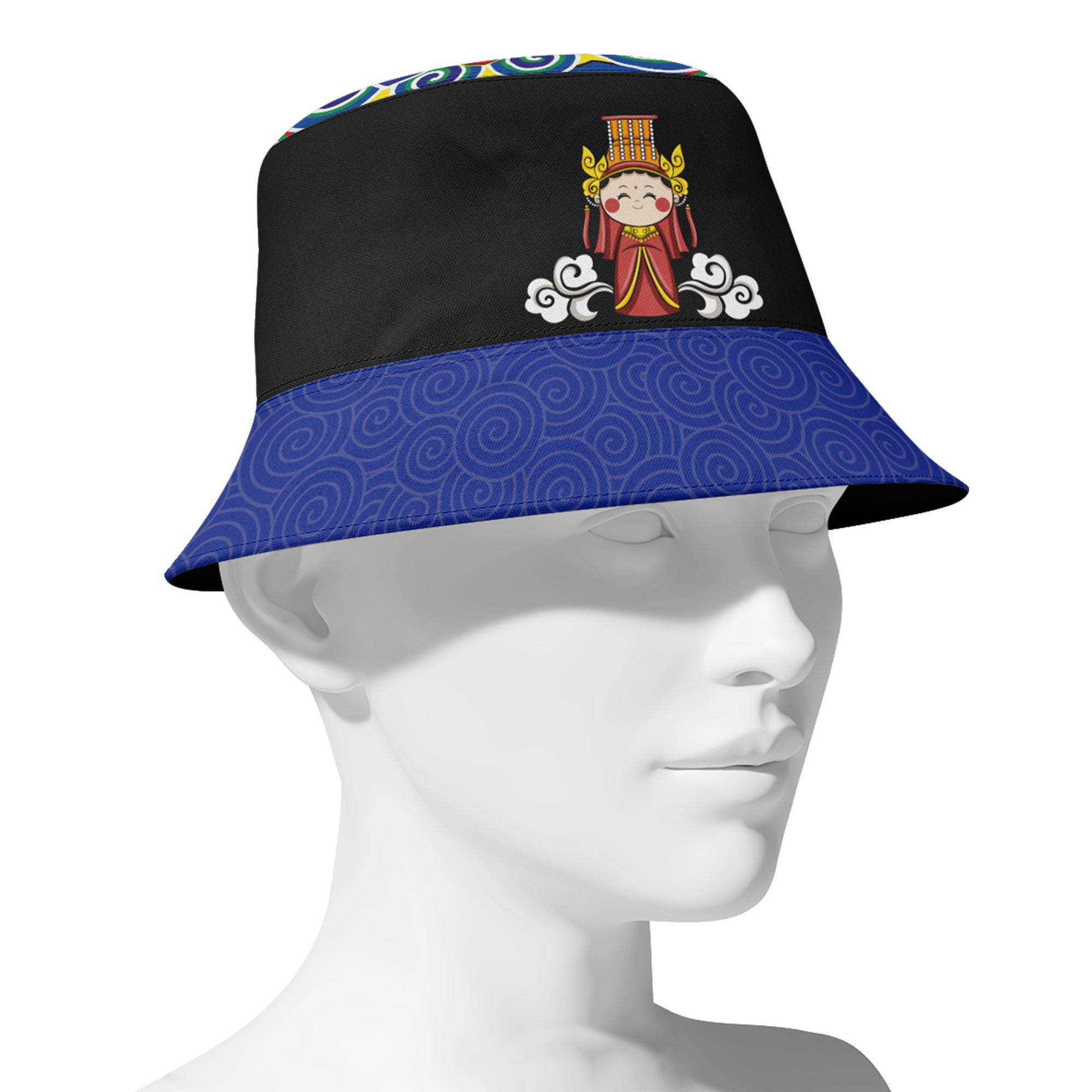 定制打印Logo时尚中国莆田特色妈祖文化主题户外渔夫帽黑蓝色PR058-23025010-4