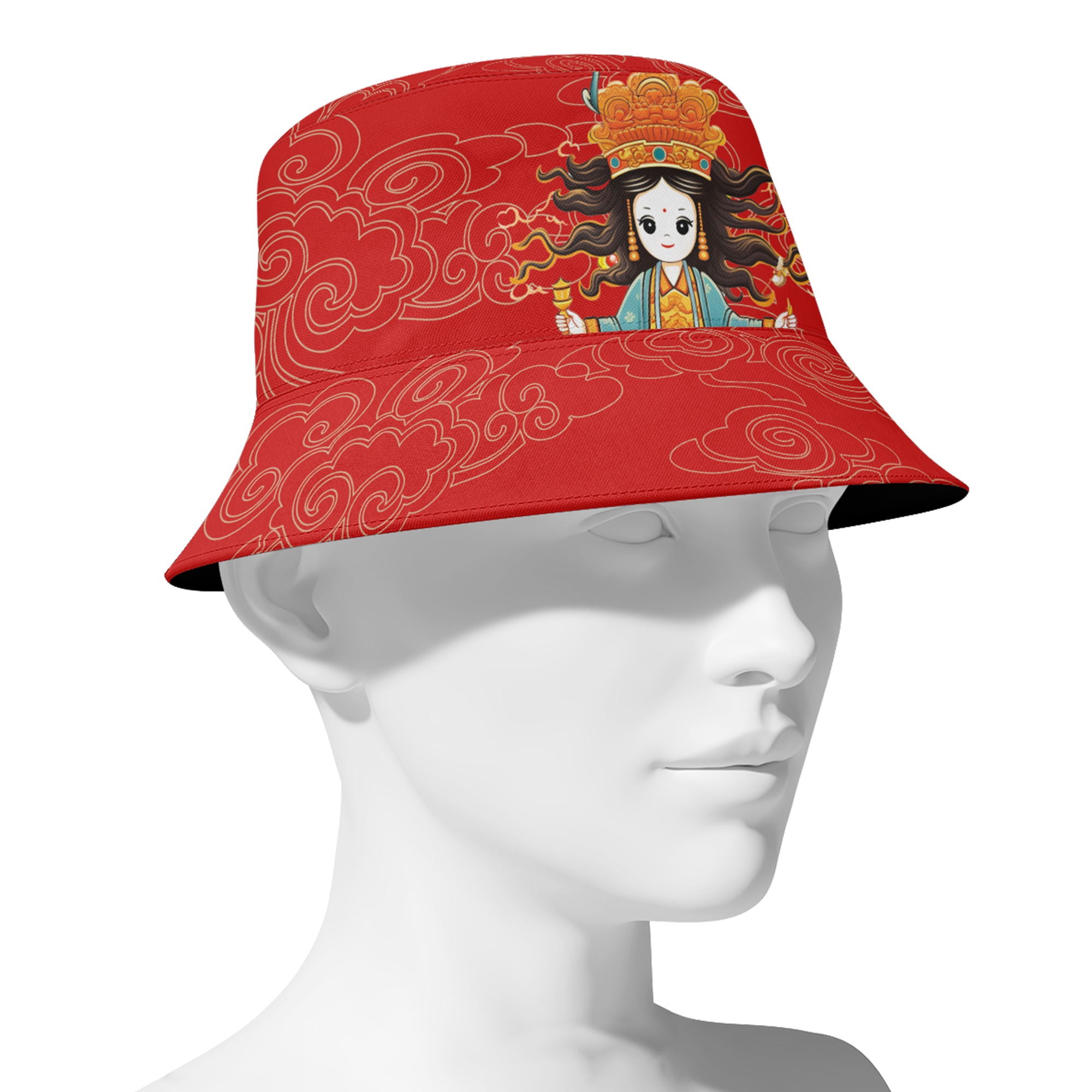 定制打印Logo个性化设计中国莆田特色妈祖文化主题文化户外渔夫帽红色PR058-23025004-4