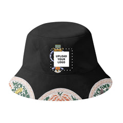 定制打印Logo品牌名时尚设计中国莆田特色妈祖文化主题户外渔夫帽黑色PR058-23025007 定制品牌名