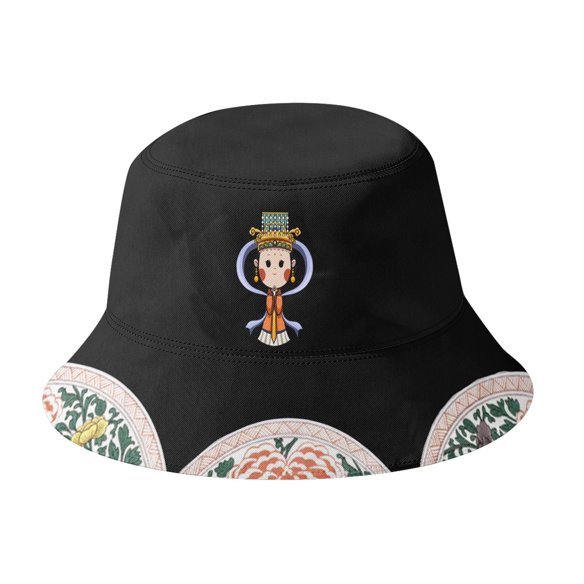 定制打印Logo品牌名时尚设计中国莆田特色妈祖文化主题户外渔夫帽黑色PR058-23025007