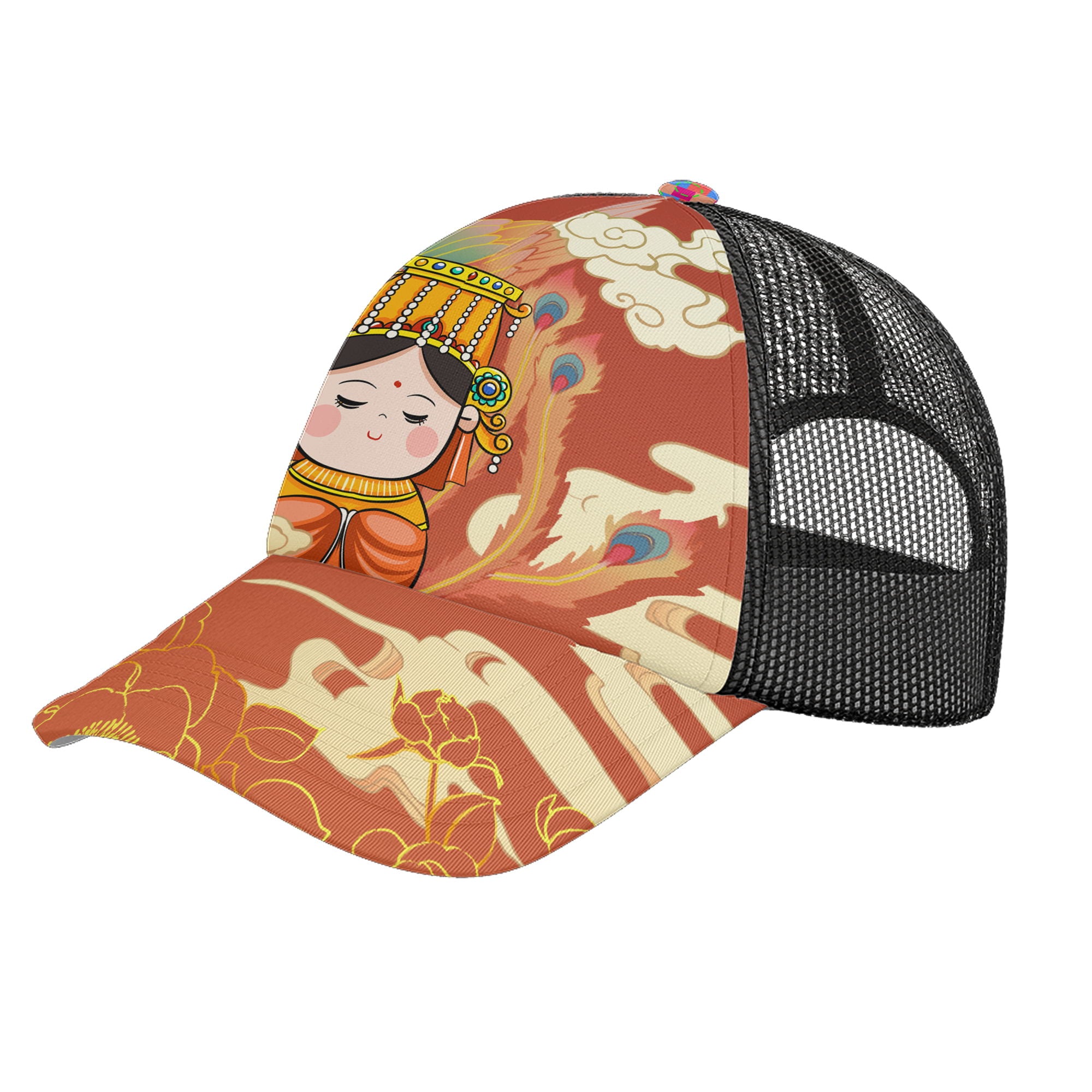 定制打印Logo个性设计中国莆田特色妈祖文化主题户外鸭舌帽橙黄色PR111-23025011-1