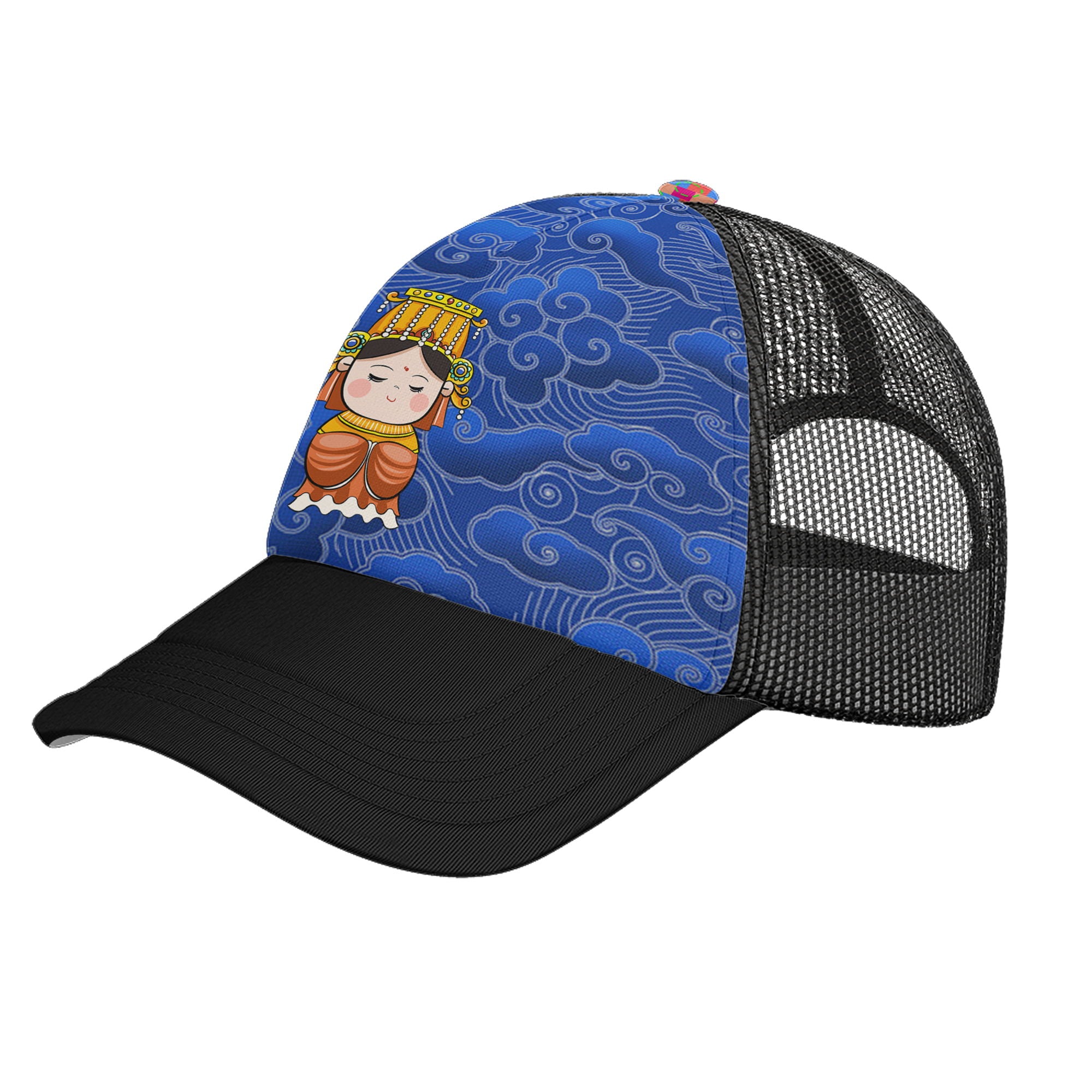 柔性定制打印Logo时尚中国莆田特色妈祖文化主题户外鸭舌帽蓝黑色PR111-23025008-1