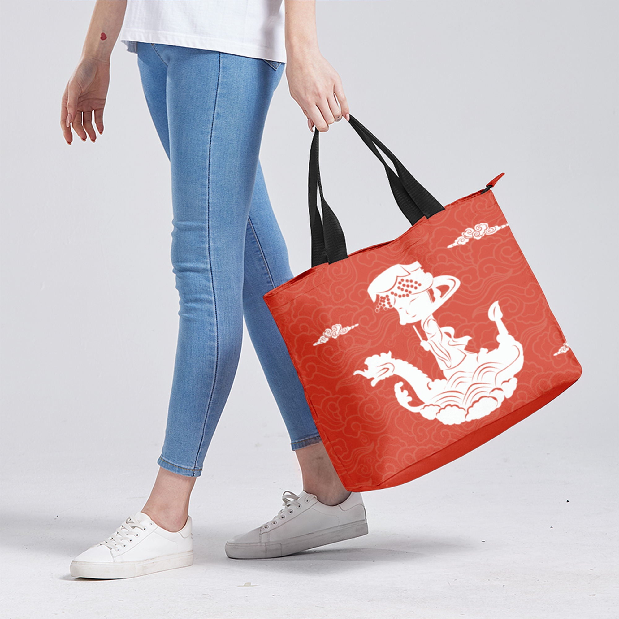 个性化定制打印Logo品牌名中国莆田特色妈祖文化主题女士手提包红色YW202-23023009-7