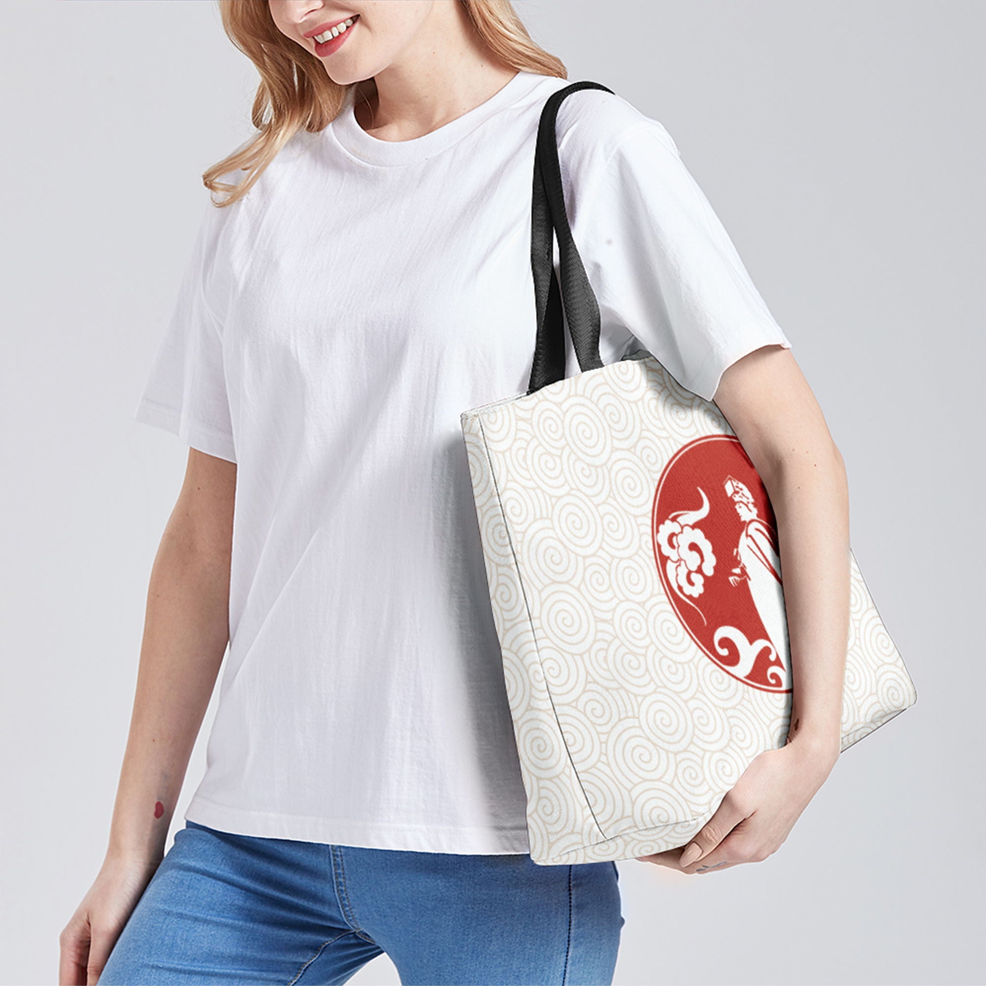 定制打印Logo品牌名时尚中国莆田特色妈祖文化主题女士手提包白红色YW202-230230012-8