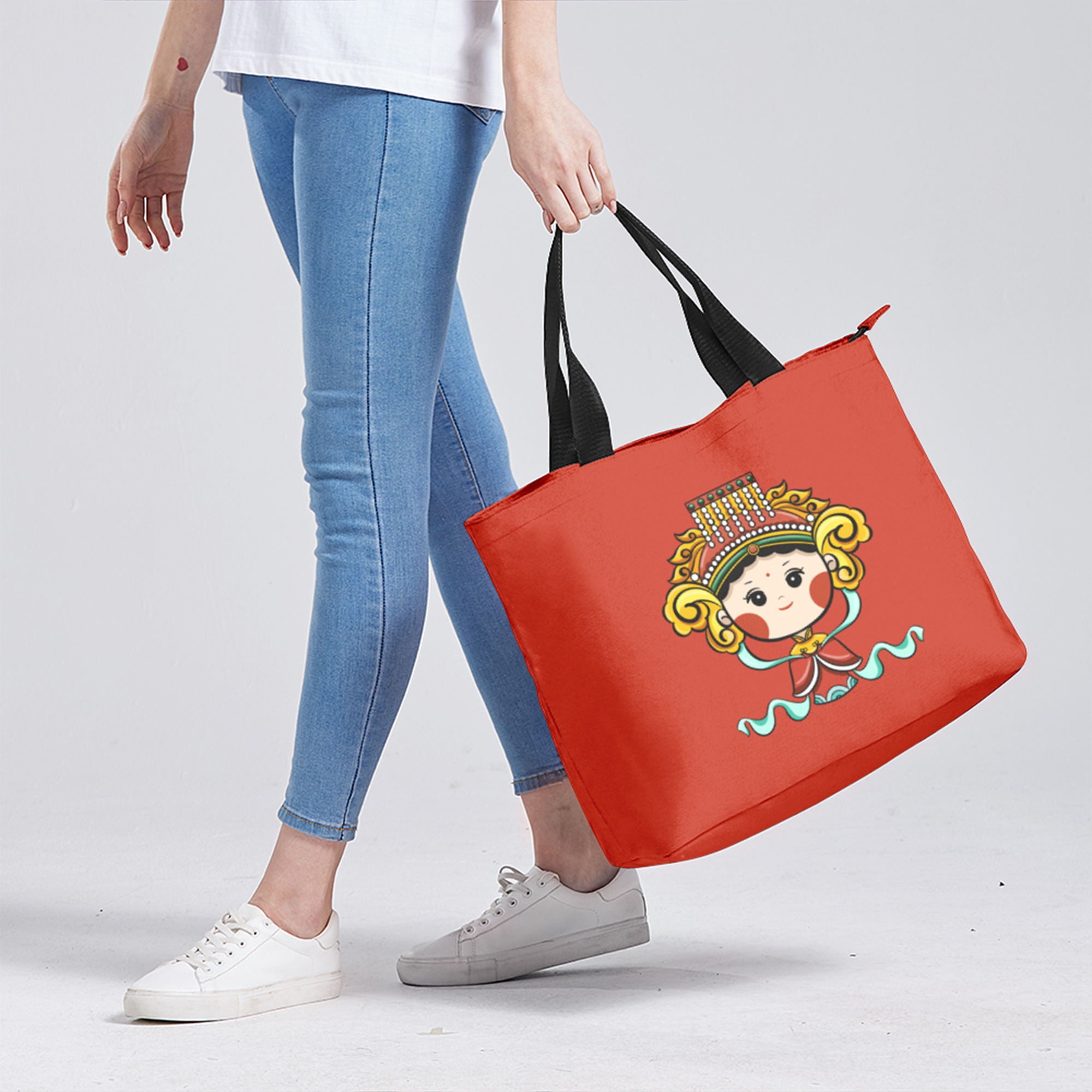柔性定制打印Logo中国莆田特色妈祖文化主题女士手提包橙红色YW202-23023008-8