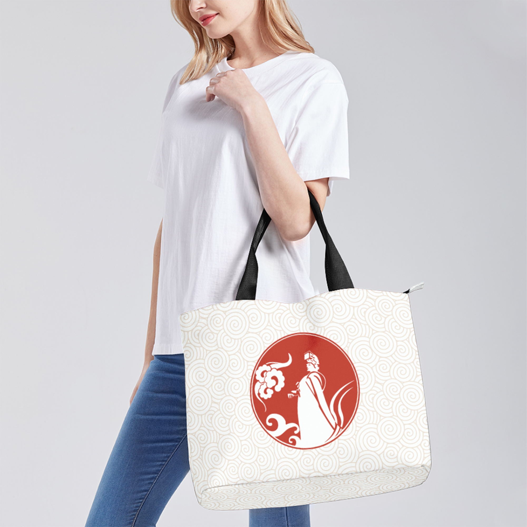 定制打印Logo品牌名时尚中国莆田特色妈祖文化主题女士手提包白红色YW202-230230012-9