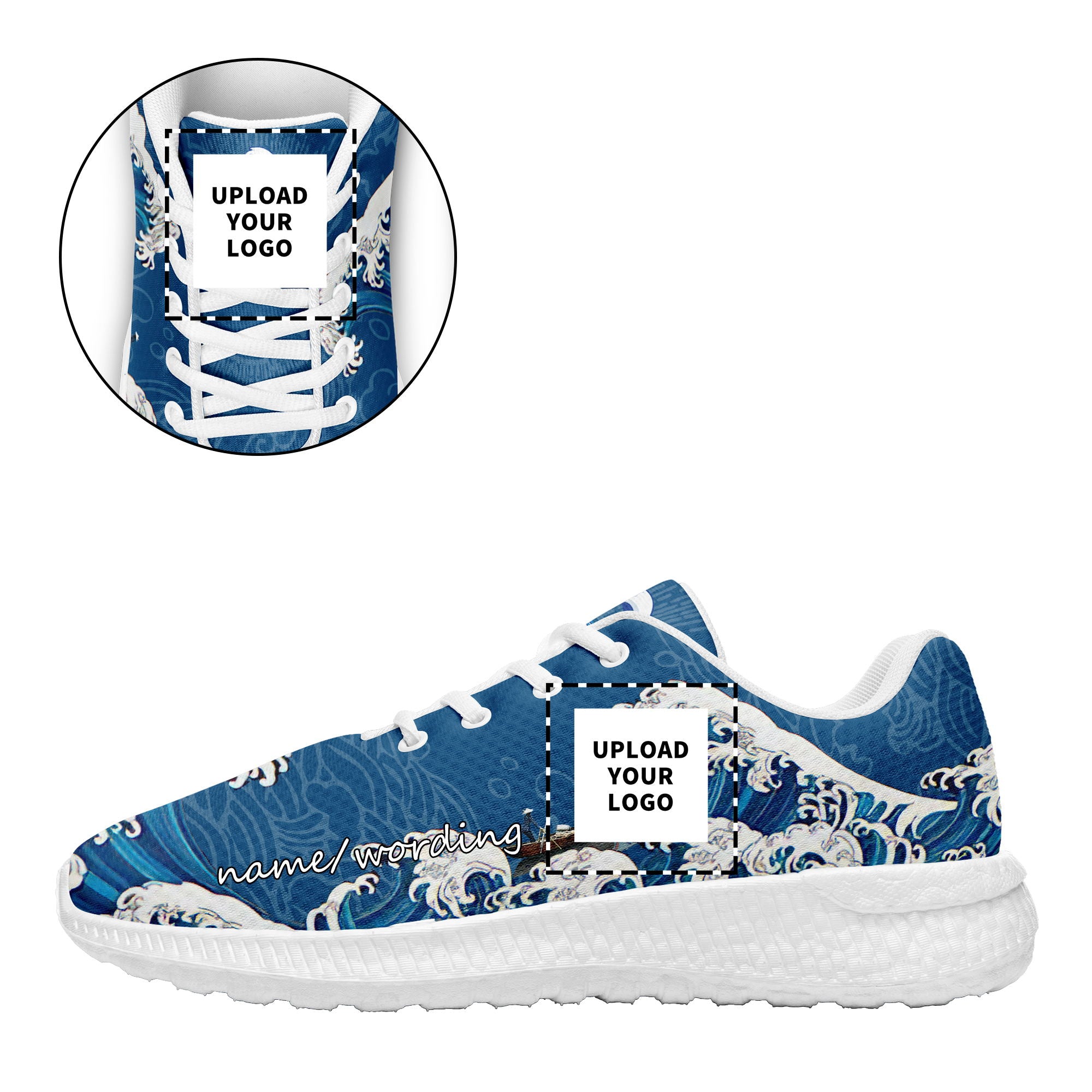 柔性定制个性化打印设计跑鞋时尚中国莆田妈祖特色主题运动鞋蓝色BLD2 定制logo