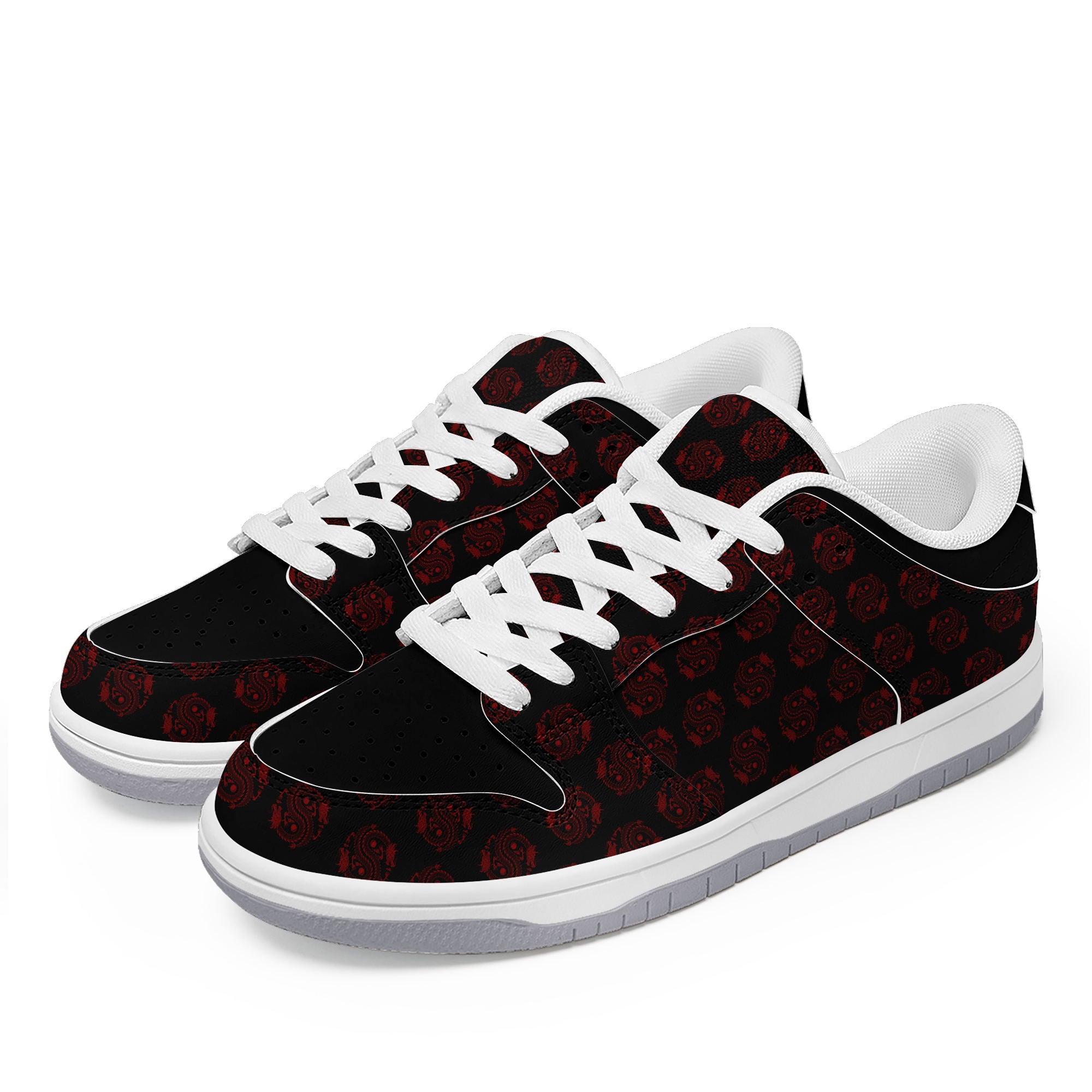 柔性定制打印个性化设计中国龙图腾休闲鞋黑红色白鞋带DK-24025005_3