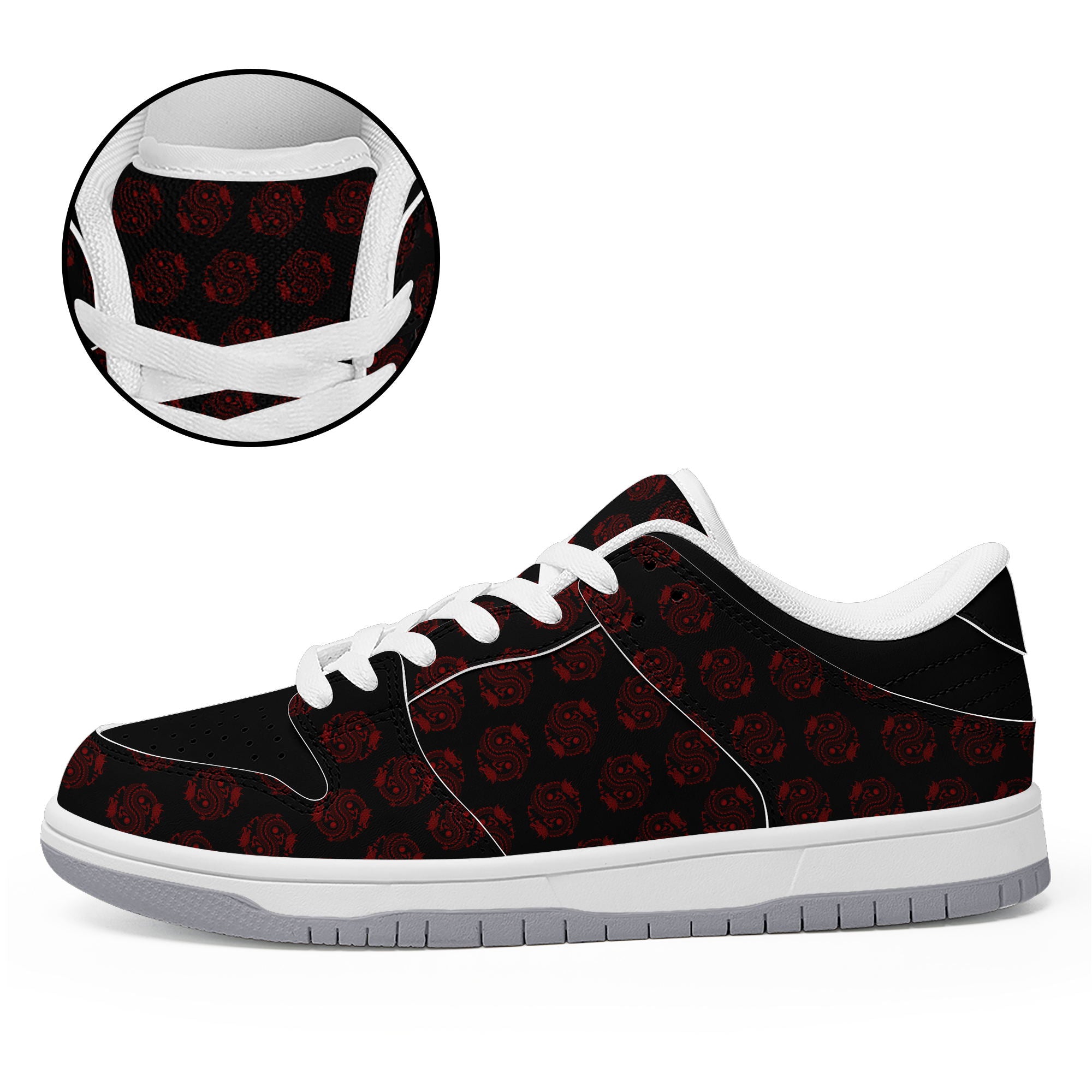 柔性定制打印个性化设计中国龙图腾休闲鞋黑红色白鞋带DK-24025005_7