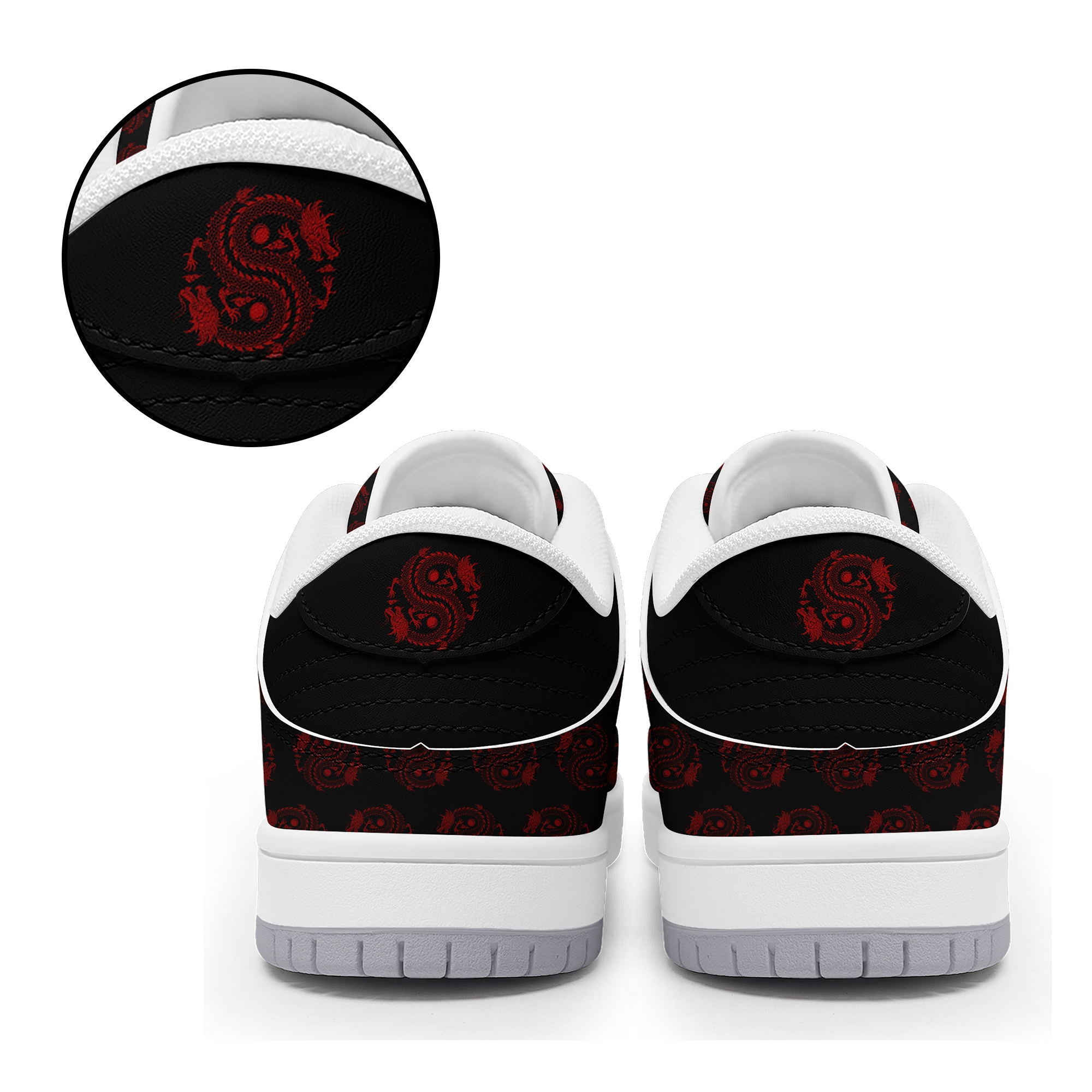 柔性定制打印个性化设计中国龙图腾休闲鞋黑红色白鞋带DK-24025005_9